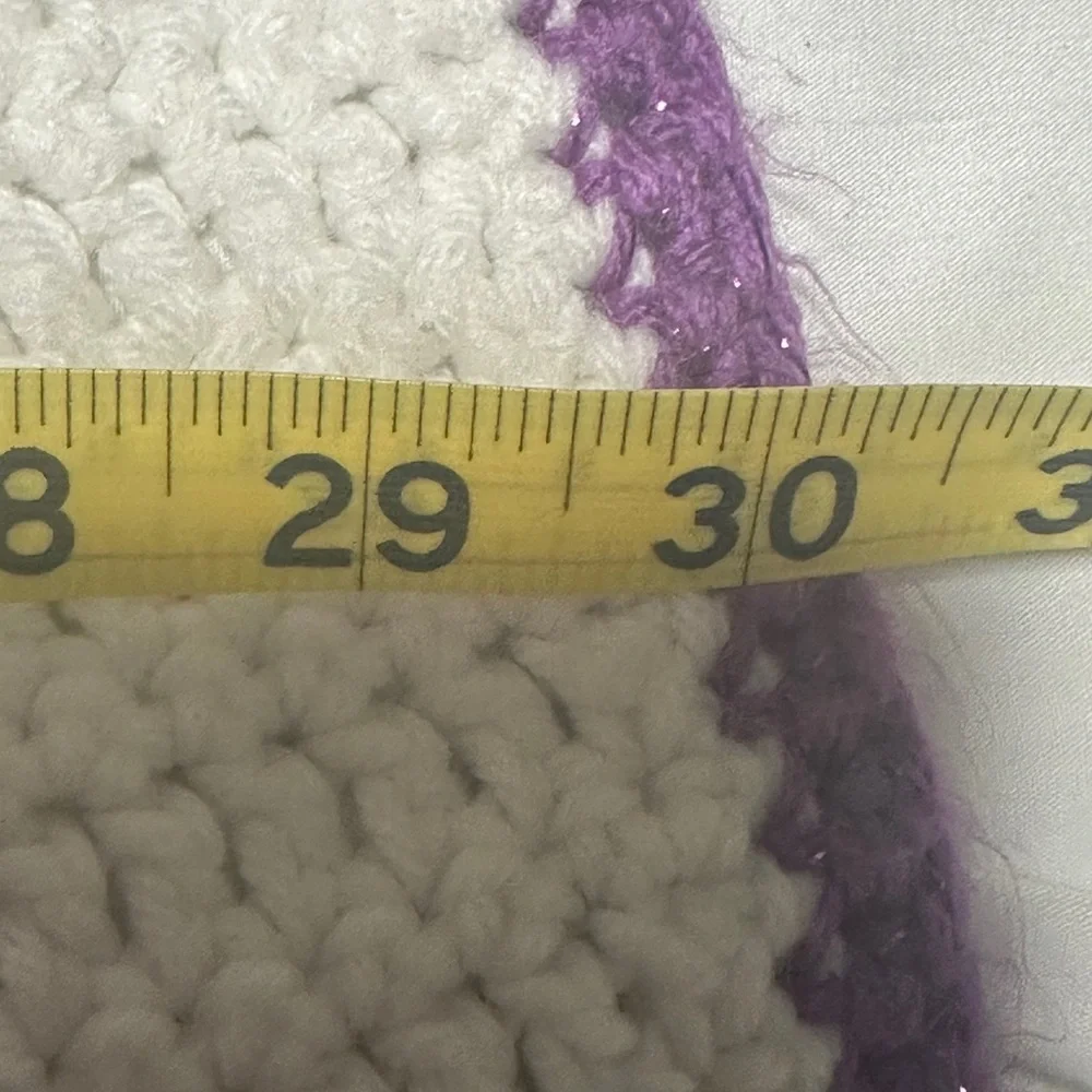 Handmade Crochet‎ Blanket White and Purple
